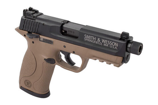 S&W M&P 22 rimfire pistol with threaded barrel